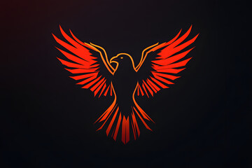 Fototapeta premium Fiery Phoenix Soaring: Majestic Bird Design, Graphic Art