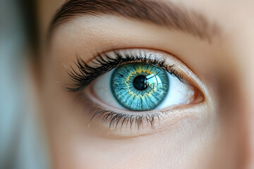 Obraz premium Close-up of a vibrant blue eye
