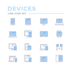 Set color line icons of devices and gadgets