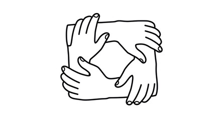 Isolated Circle of Interlocked Hands Representing Unity and Collaboration