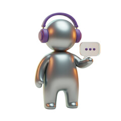 Isolated Customer Support Agent Avatar with Speech Bubble