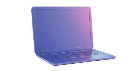 Isolated Sleek Laptop with Reflective Screen