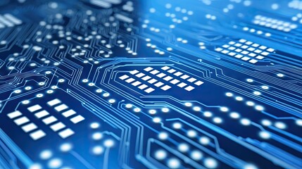 Circuit board, glowing blue, technology, background detail, website design
