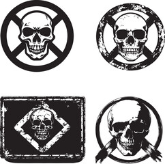 No-Entry Symbol Danger with Skull silhouette vector