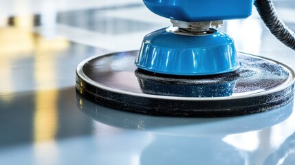 Floor polisher machine polishing a smooth floor