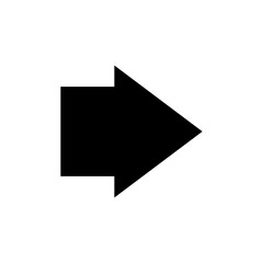 Straight short wide arrow. Vector symbol and icon on white background.