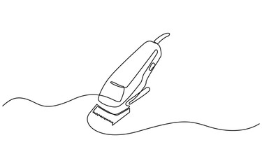Obraz premium Electric hair clipper one line continuous drawing. Barber shop and hairdresser tools, Continuous one line hair clipper. Vintage hair clipper isolated on a white background.