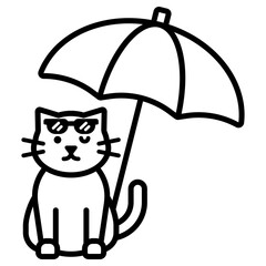 우산 밑 고양이 아이콘