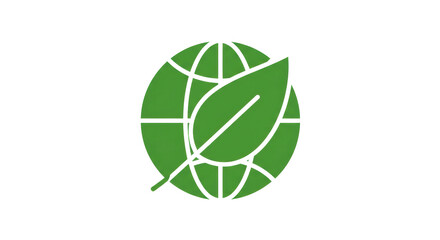 Isolated Green Leaf on Earth Symbol
