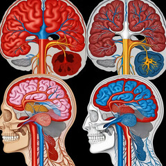 Human ischemic stroke and hemorrhagic stroke in brain anatomy