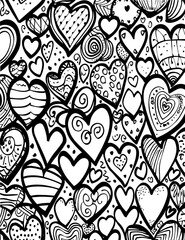 heart, love, valentine, doodle, pattern, vector, floral, illustration, design, decoration, flower, card, day, shape, swirl, ornament, wedding, symbol, pink, seamless, holiday, romance, vintage, art, g