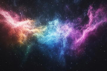 Fototapeta premium Vibrant cosmic nebula with swirling clouds of multicolored gases set against a backdrop of a starry night sky.