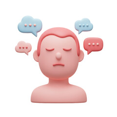 Isolated Person Thinking with Speech Bubbles