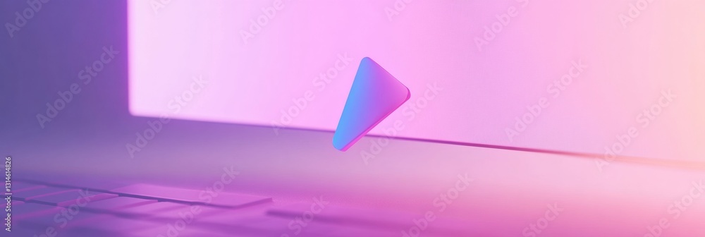 Aufkleber Minimalistic cursor icon over computer screen representing tech services with soft gradient background for modern digital design