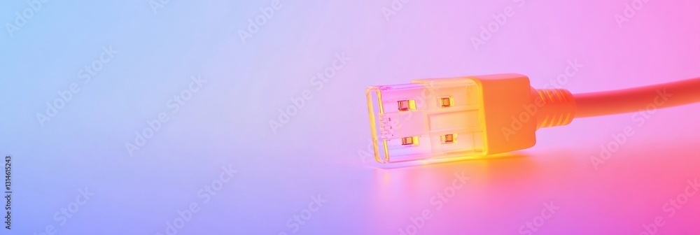 Poster Network cable with internet symbol on a soft gradient background showcasing connectivity and technology, with space for additional text