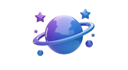 Isolated Planet with Stars and Ring in Space