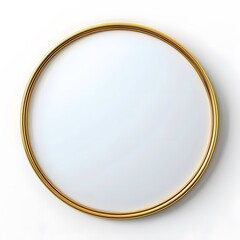 Elegant Circular Mirror with a Stylish Gold Frame on White Background