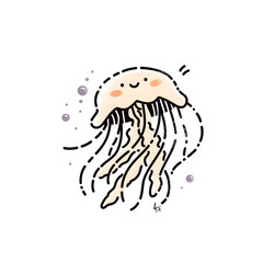 Sweet  jellyfish linework, artistic composition with intricate natural filigree	