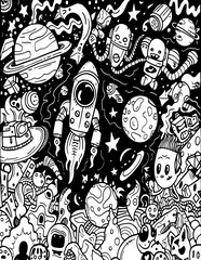 space, vector, planet, astronaut, design, illustration, flower, pattern, floral, art, grunge, tattoo, ornament, decoration, vintage, skull, black, nature, symbol, doodle, element, drawing, texture