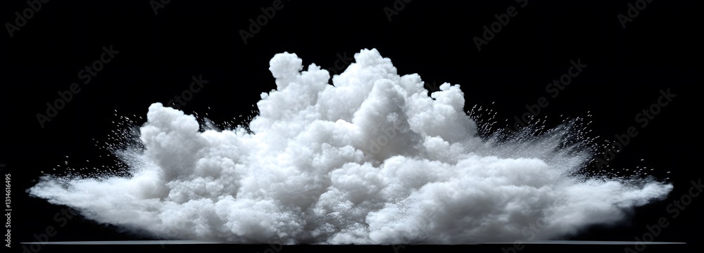 Wall mural a cinematic cloud of fine white dust exploding in slow motion on an isolate background
