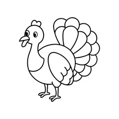 Coloring book for children Turkey line art vector