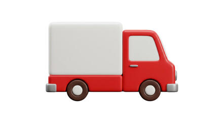 Isolated Red Delivery Truck