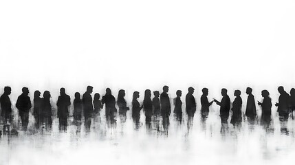 Silhouette of a large group of people
