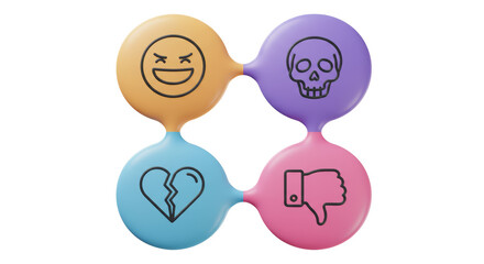 Isolated Abstract Emotion Icons Connected