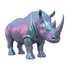 Isolated Iridescent Rhinoceros Sculpture