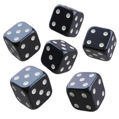 Isolated Set of Black Dice with White Dots