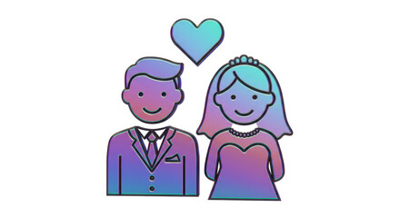 Isolated Bride and Groom Wedding Couple Icon