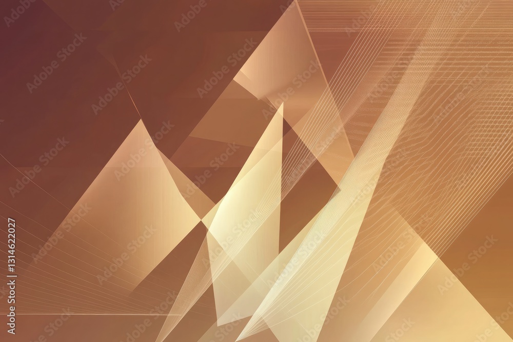 Poster abstract brown and beige geometric background with intersecting lines and polygonal shapes