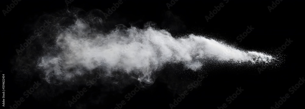 Canvas Prints a soft puff of white chalk powder released into the air on an isolate background