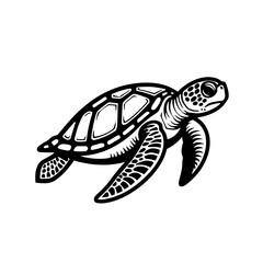 Fototapeta premium Stylized sea turtle icon in black line art on transparent background