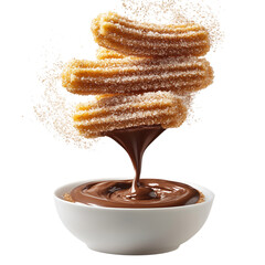 A Churro Dusted with Cinnamon Sugar Spinning in Mid-Air Isolated on Transparent Background