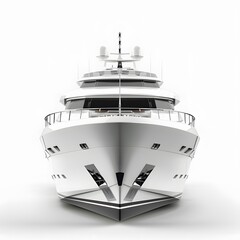 Luxurious Modern Yacht Front View in White Background
