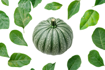 Fresh green acorn squash isolated on transparent background