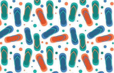 Sandals pattern.Colorful flip flops background.Summer beach wallpaper. 