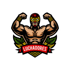 Mexican Luchador Wrestler Vector Logo