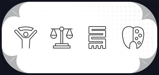 outline icons set - zodiac concept. encouragement, justice, toughness, tartar.