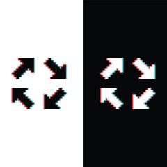 Fototapeta premium glitch effect arrow icon 8 bit, pixel art 8 bit icon for game logo. 