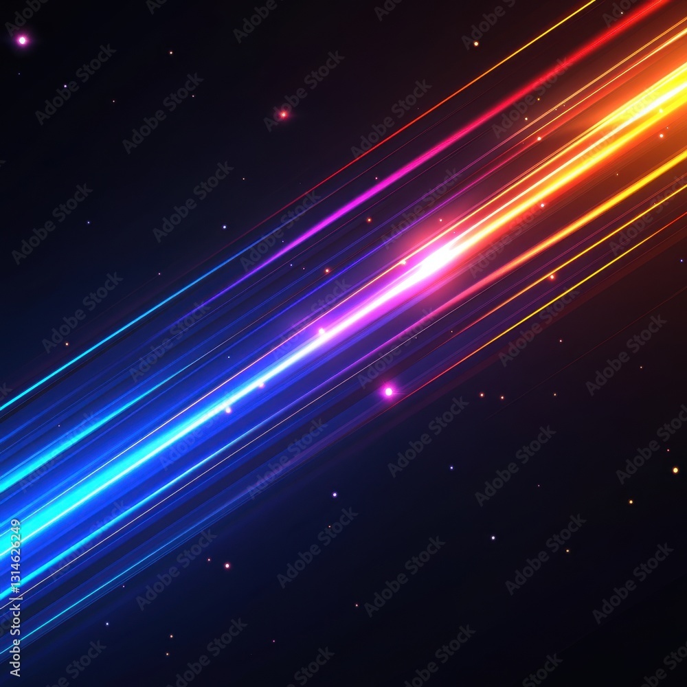 Aufkleber dynamic spectrum of neon light streaks in cosmic space with vibrant colors and energetic visual effe