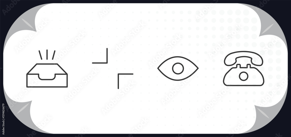 Poster outline icons set - user interface concept. empty, minimal, visible, telephone call.