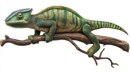 Obraz premium Chameleon perched on branch, studio shot, isolated, reptile, wildlife
