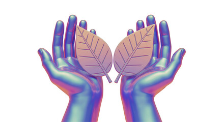 Isolated Hands Holding Leaves