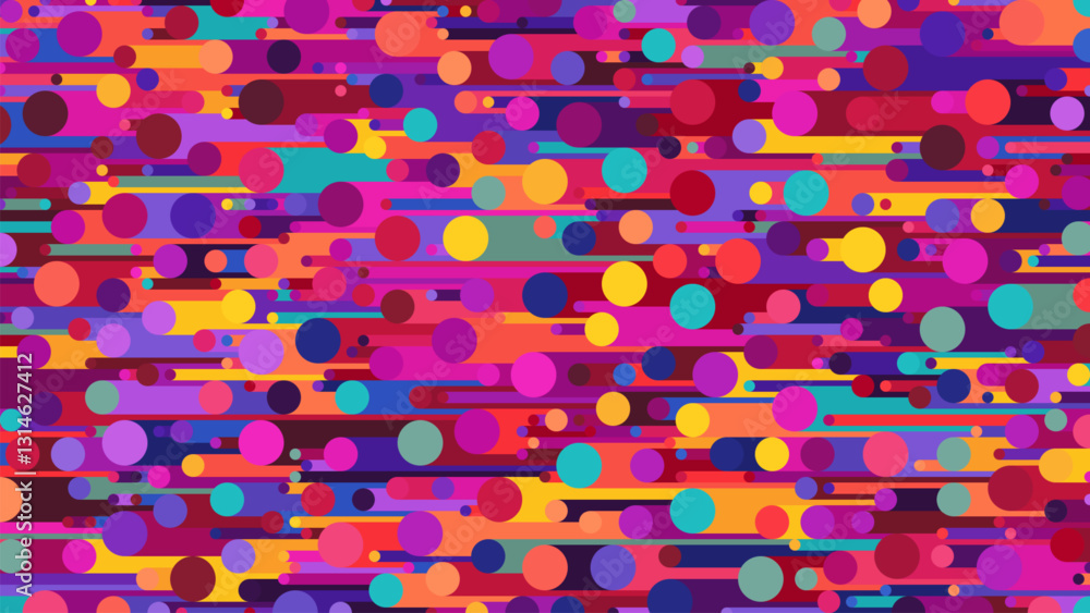 Aufkleber bright and playful artistic vibrant geometric pattern with colorful circles and dynamic lines. moder