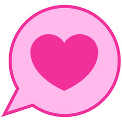 Pink speech bubble within heart shape vector graphic with isolated background. Sense of love and communication, representing feelings and affection in simple, visual manner.