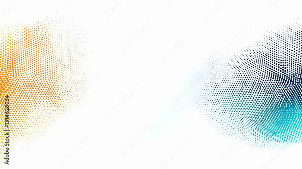 Poster abstract orange blue pixel dispersion background with futuristic wave pattern design in vivid colors