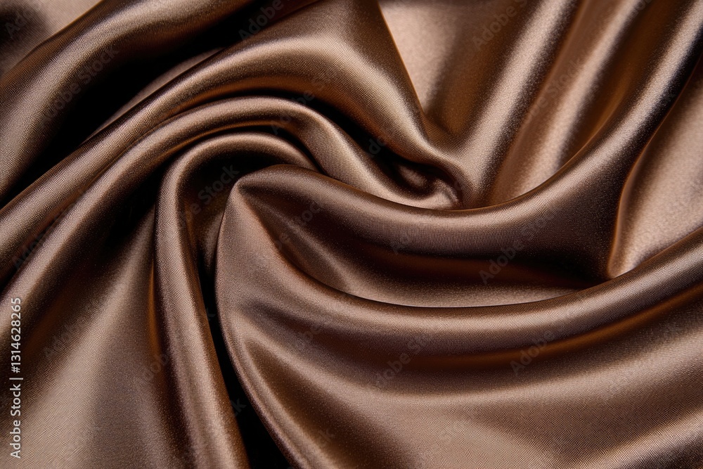 Poster luxurious brown satin fabric draped in elegant waves soft and smooth texture rich and deep color bac