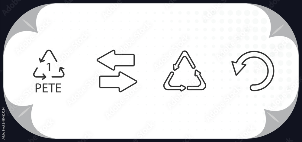 Poster outline icons set - user interface concept. 1 pete, opposite directions, recycle, reload webpage.